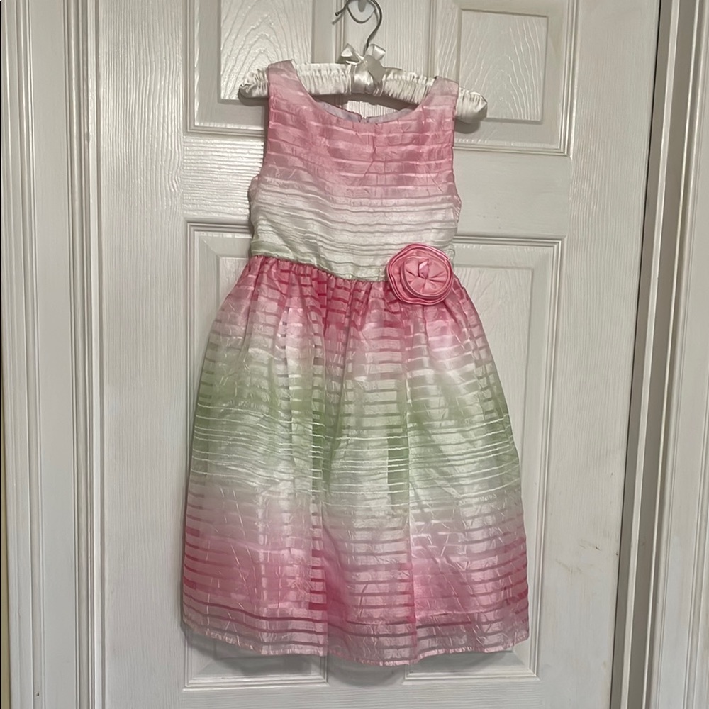 Charming Pink and Green Kids Dress
